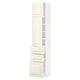 METOD off-white tall kitchen cabinet, classic design, bevelled edges, sturdy particleboard frame, multiple shelves, soft-close drawers.