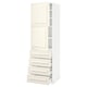Off-white METOD kitchen cabinet with bevelled doors and drawers. Tall, rectangular, adjustable shelves, four drawers with smooth runners.