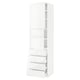 METOD white kitchen cabinet with glossy finish, rectangular shape, multiple shelves, and drawers.