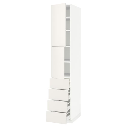 METOD / MAXIMERA Hi cab w shlvs/4 drawers/2 doors, white/Veddinge white, 40x60x220 cm