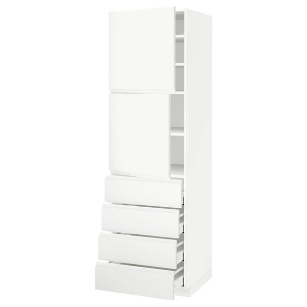 White METOD kitchen cabinet with five drawers and two doors in sleek modern design.