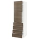 This image shows an ikea METOD kitchen unit with dark walnut effect drawers and doors, featuring a minimalist design.