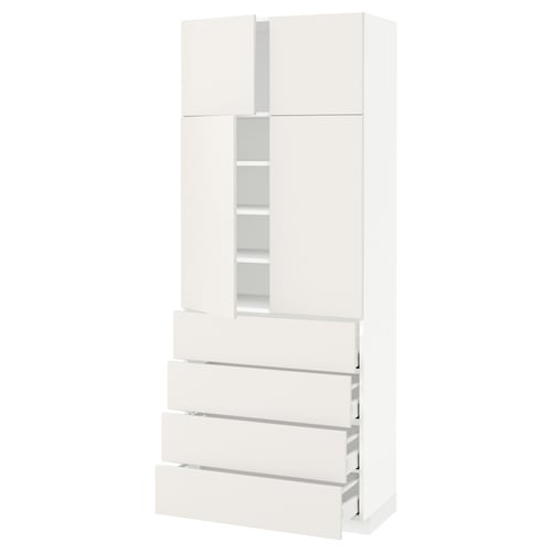 White METOD kitchen unit with cabinets and drawers.