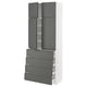 Modern kitchen unit: METOD with grey voxtorp doors, sleek design, grey & white, tall with integrated handles.