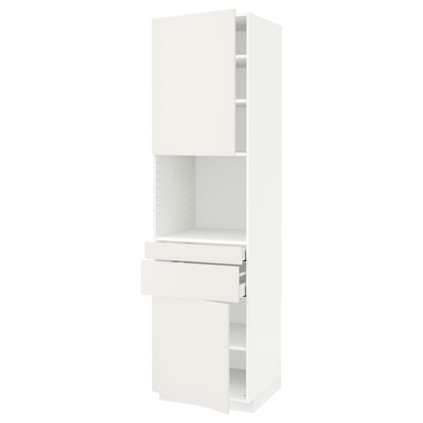 White METOD kitchen cabinet with drawers and shelves, modern design.