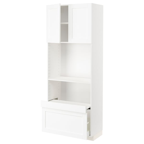 METOD white kitchen cabinet with drawers and shelves, modern design.