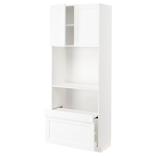 METOD white kitchen cabinet with drawers and shelves, modern design.