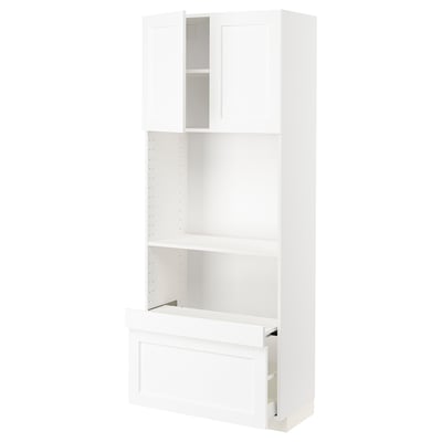 METOD white kitchen cabinet with drawers and shelves, modern design.