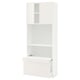 White METOD kitchen unit with open cupboard, pull-out shelf and drawer, modern minimalist design.