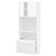 A white METOD kitchen unit with minimalist design, featuring integrated handles.
