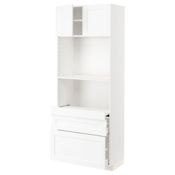 White METOD kitchen cabinet with adjustable shelf and drawer, modern design.