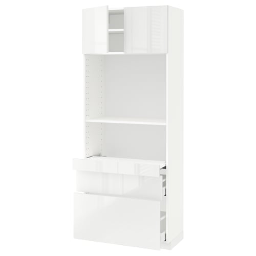 White METOD kitchen cabinet with glossy finish.