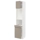 METOD kitchen cabinet with grey-beige doors, integrated handles, open shelves - modern & minimalist.