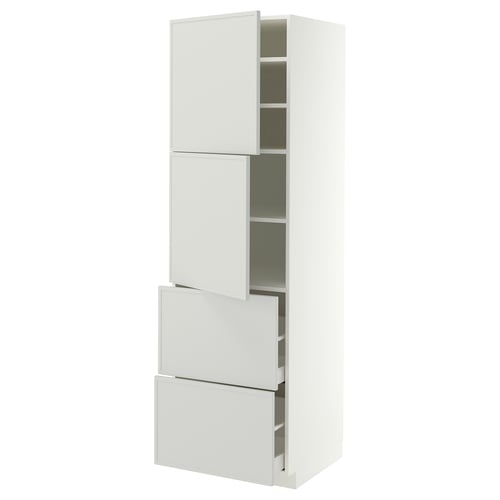 METOD / MAXIMERA High cabinet w 2 doors+2 drawers, white/Aspudden light grey, 60x60x200 cm