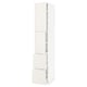 White high cabinet from IKEAs METOD kitchen line with adjustable shelves and smooth-closing drawers.