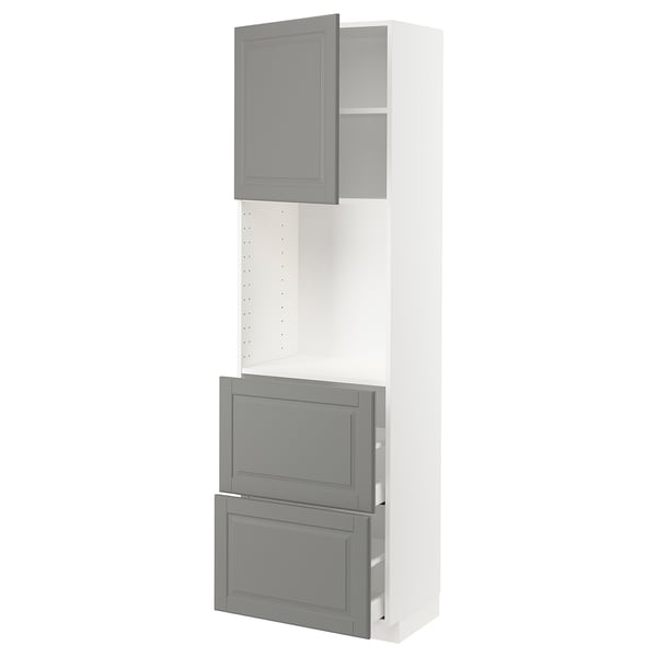 METOD kitchen unit in light grey with white cabinet, featuring drawer and adjustable shelf.