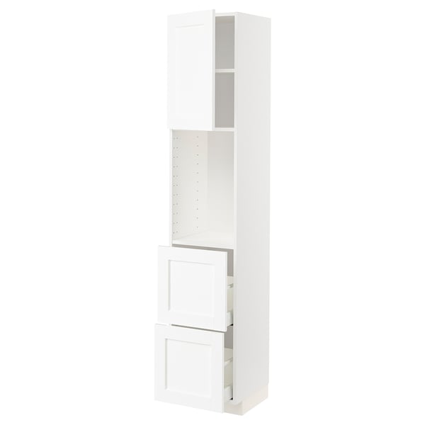 A white METOD kitchen cabinet with a classic look, featuring adjustable shelves and smooth-running drawers.