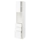 White METOD kitchen cabinet with drawers and shelves.