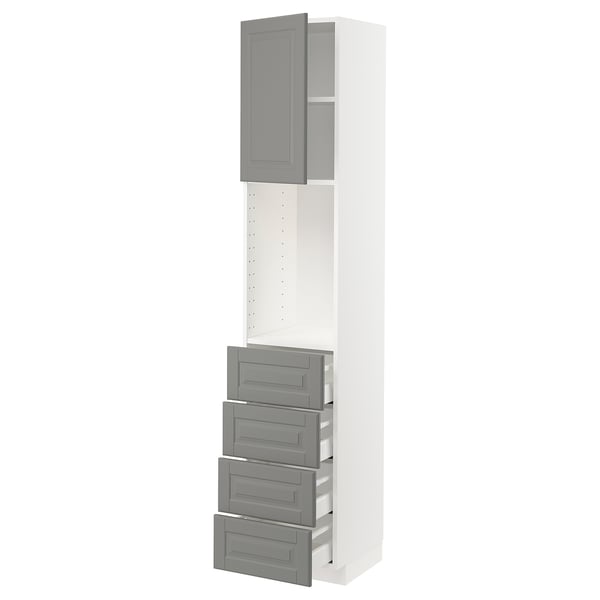 METOD kitchen unit, grey, tall with drawers & shelf, modern classic design.