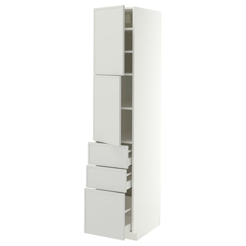 METOD / MAXIMERA High cabinet with 2 doors+3 drawers, white/Aspudden light grey, 40x60x200 cm