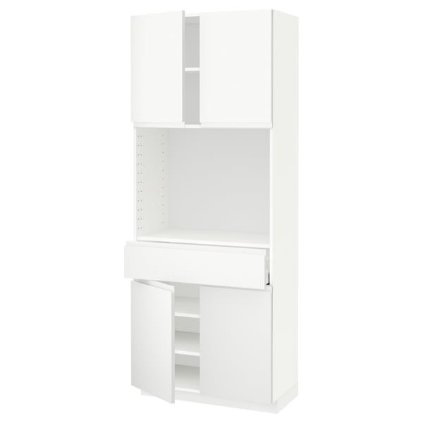 METOD white kitchen unit - minimalist design, multiple shelves, soft-closing drawers.