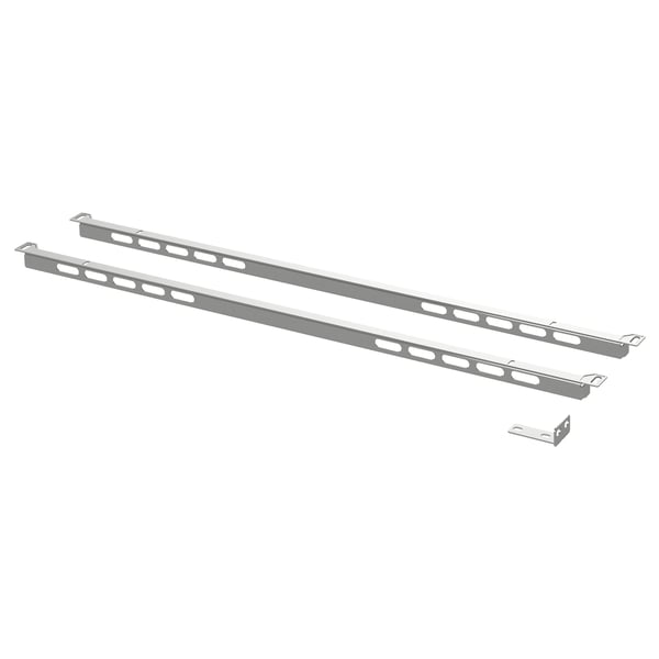 Two grey METOD metal brackets. These galvanised steel supports help stabilise cut worktops and improve ventilation around hobs.