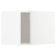 Modern white high-gloss kitchen cabinet with integrated handles, featuring a sleek, rectangular shape and snap-on hinges.