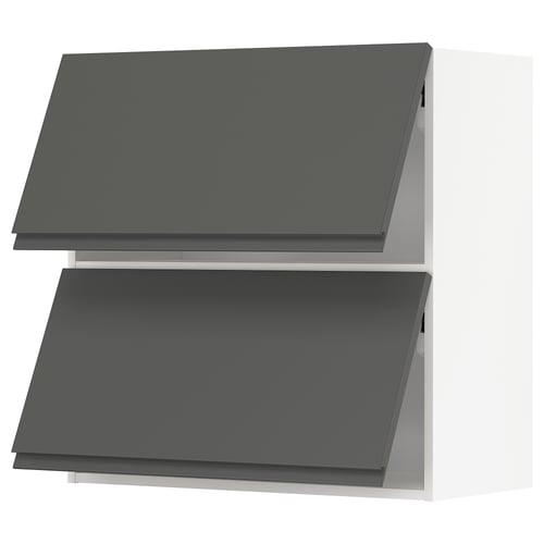 A dark grey METOD kitchen cabinet with two shelves, designed in a modern style.