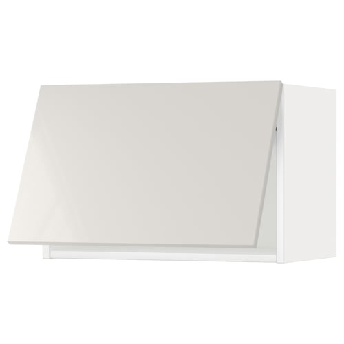 White modern kitchen cabinet, glossy, rectangular, sleek design.
