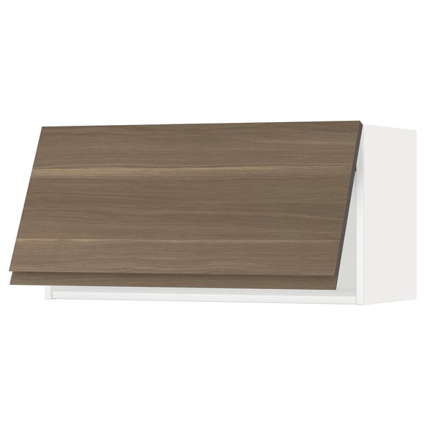 Dark walnut effect kitchen cabinet, rectangular, with sleek design.
