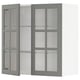 Grey METOD kitchen cabinet with glass doors, modern square design.