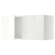 A modern white gloss cabinet with two large doors and one open, revealing interior.