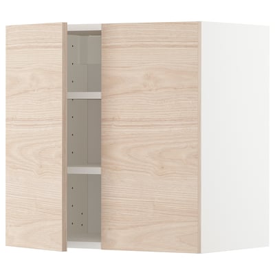 Light wood METOD cabinet, open, shelves visible.