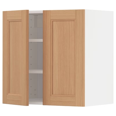 Oak METOD kitchen cabinet, wooden doors, rectangular shape, adjustable shelf.