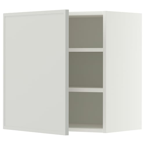 METOD Wall cabinet with shelves, white/Aspudden light grey, 60x37x60 cm