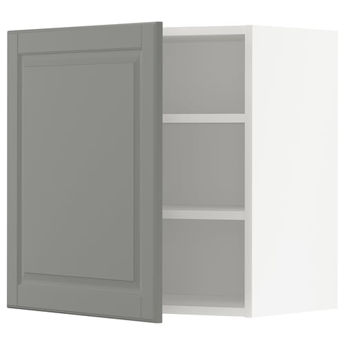 Grey METOD wall cabinet with 2 shelves and bevelled door.