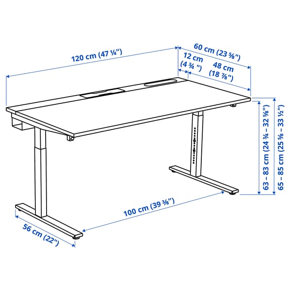Illustration with measurements for the product: MITTZON.