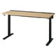 MITTZON desk with natural oak top, black frame, adjustable height, cable management, and hooks.