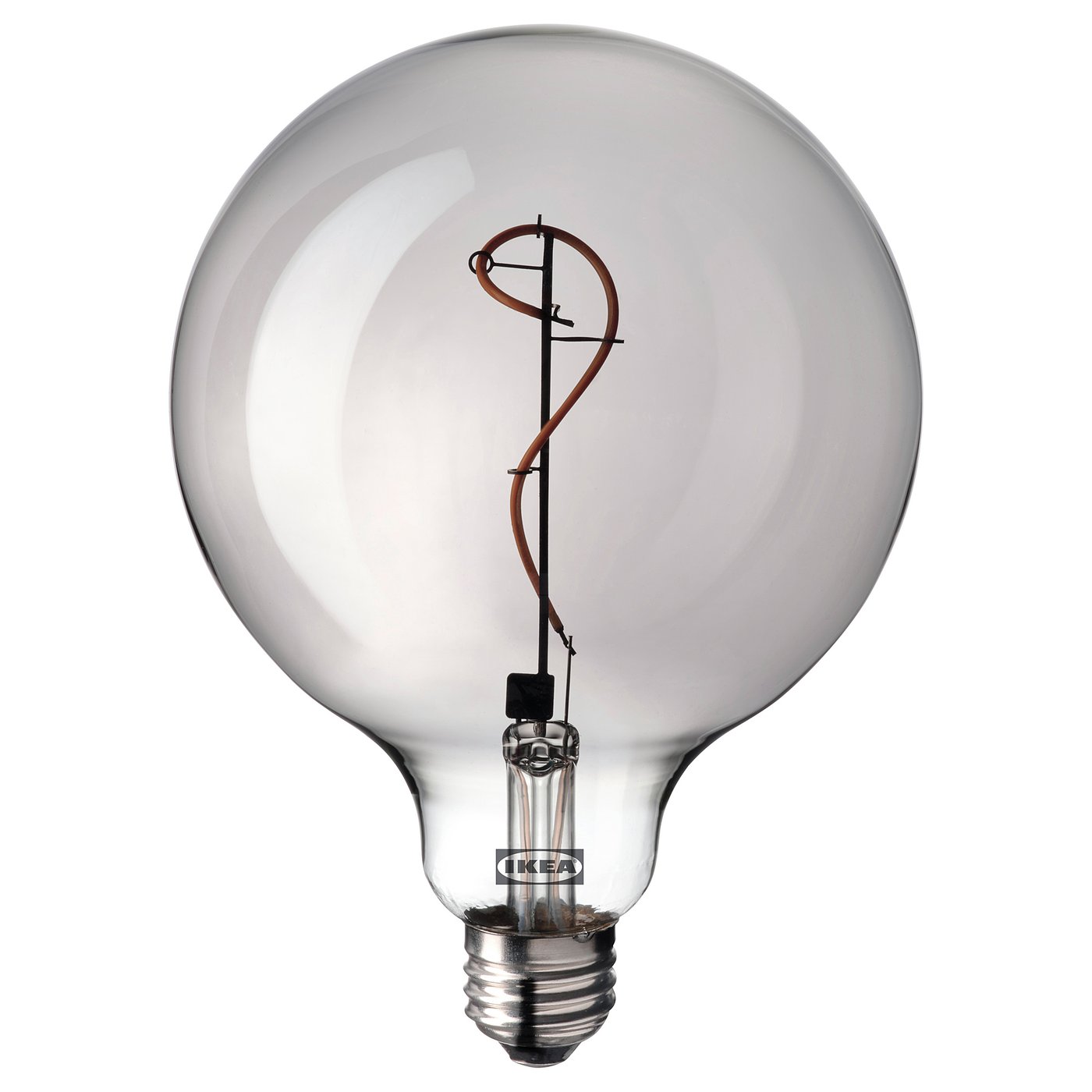 Ikea light bulb, MOLNART. Clear glass, spiral filament, warm light.