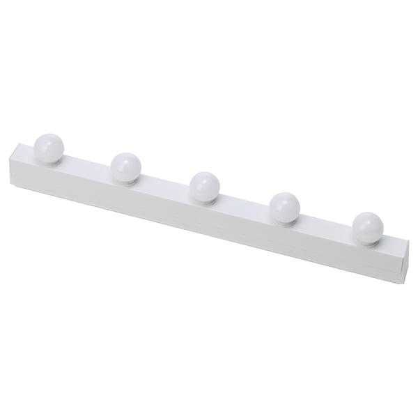 MUSIK wall lamp, white, rectangular with 5 spherical bulbs.