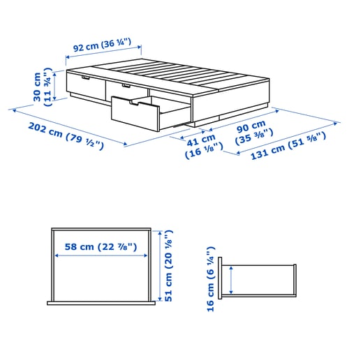 Illustration with measurements for the product: NORDLI.