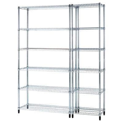 OMAR silver wire shelving, 5 adjustable shelves.