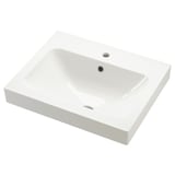 White ORRSJÖN sink, deep ceramic bowl, clean lines, softly curved edges.