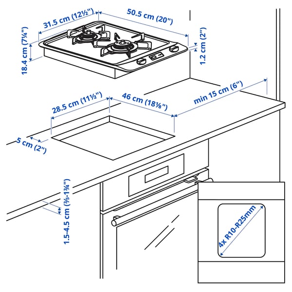 Illustration with measurements for the product: OTVUNGEN.