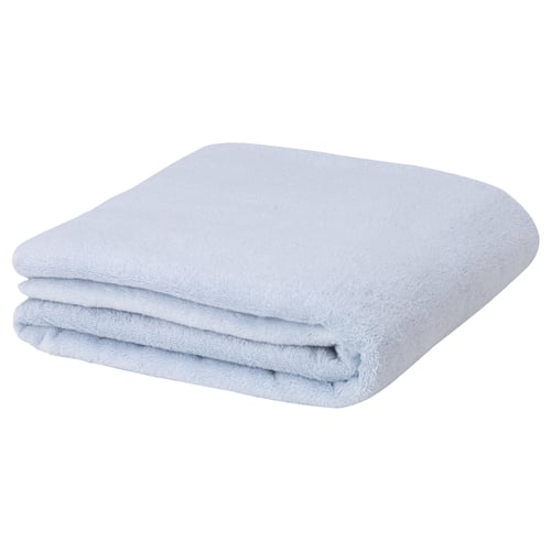 Light blue folded cloth, square, soft texture, made of 100% cotton.