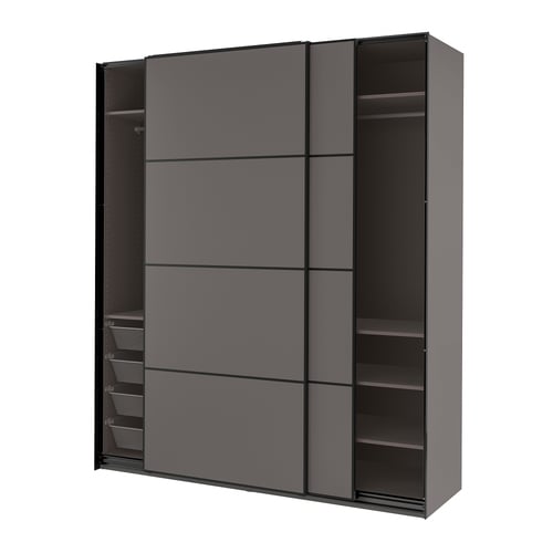 PAX / MEHAMN Wardrobe combination, dark grey/double sided dark grey, 200x66x236 cm