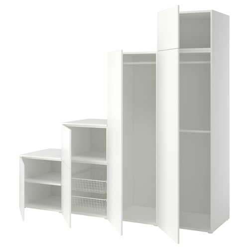PLATSA Wardrobe w 6 doors, white/Fonnes white, 240x57x221 cm