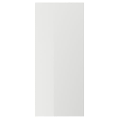 RINGHULT grey high-gloss kitchen cabinet door, rectangular, durable plastic particleboard.