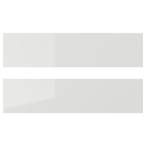 Two grey, glossy RINGHULT drawer fronts, horizontal, rectangular.