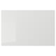 A modern grey high-gloss RINGHULT kitchen drawer front made of particle board and plastic foil, featuring sleek design and easy-to-clean surface.